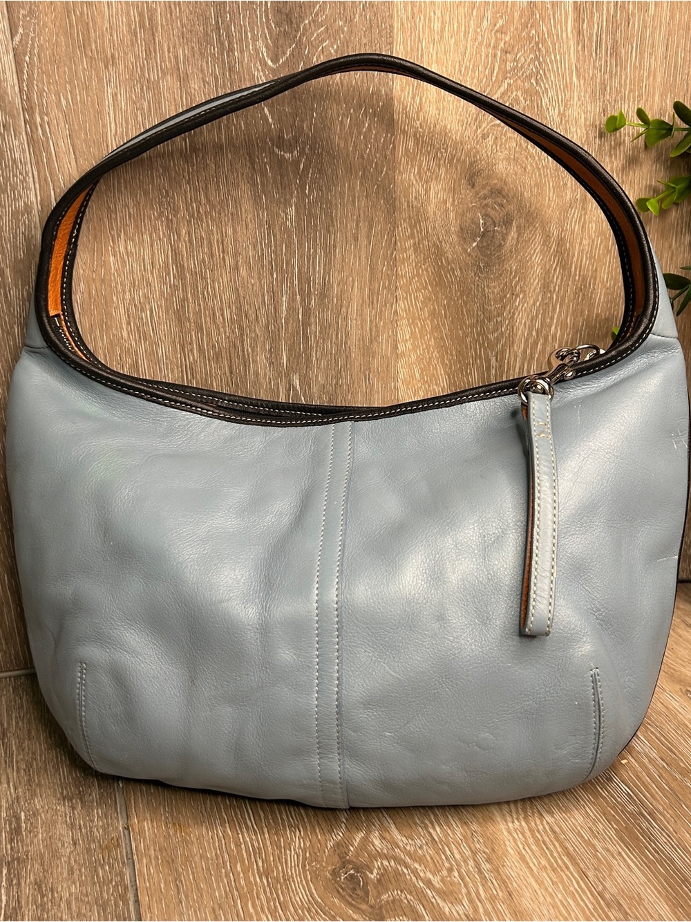 Coach Vintage Ergo Blue Glove Tanned Leather Y2K Hobo Bag 9293
